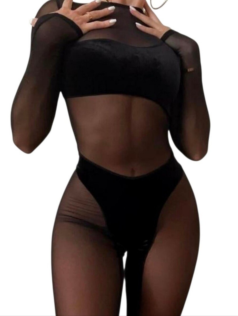 Velvet Mesh Jumpsuit Naked Wardrobe